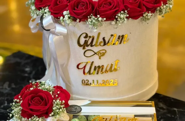 Kutuda Yapay Gül & Çikolata Şık Hediye Seti